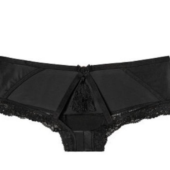 New Victoria Secret Very Sexy Tassel Fringe Cheeky Panty Black Small - Picture 1 of 7